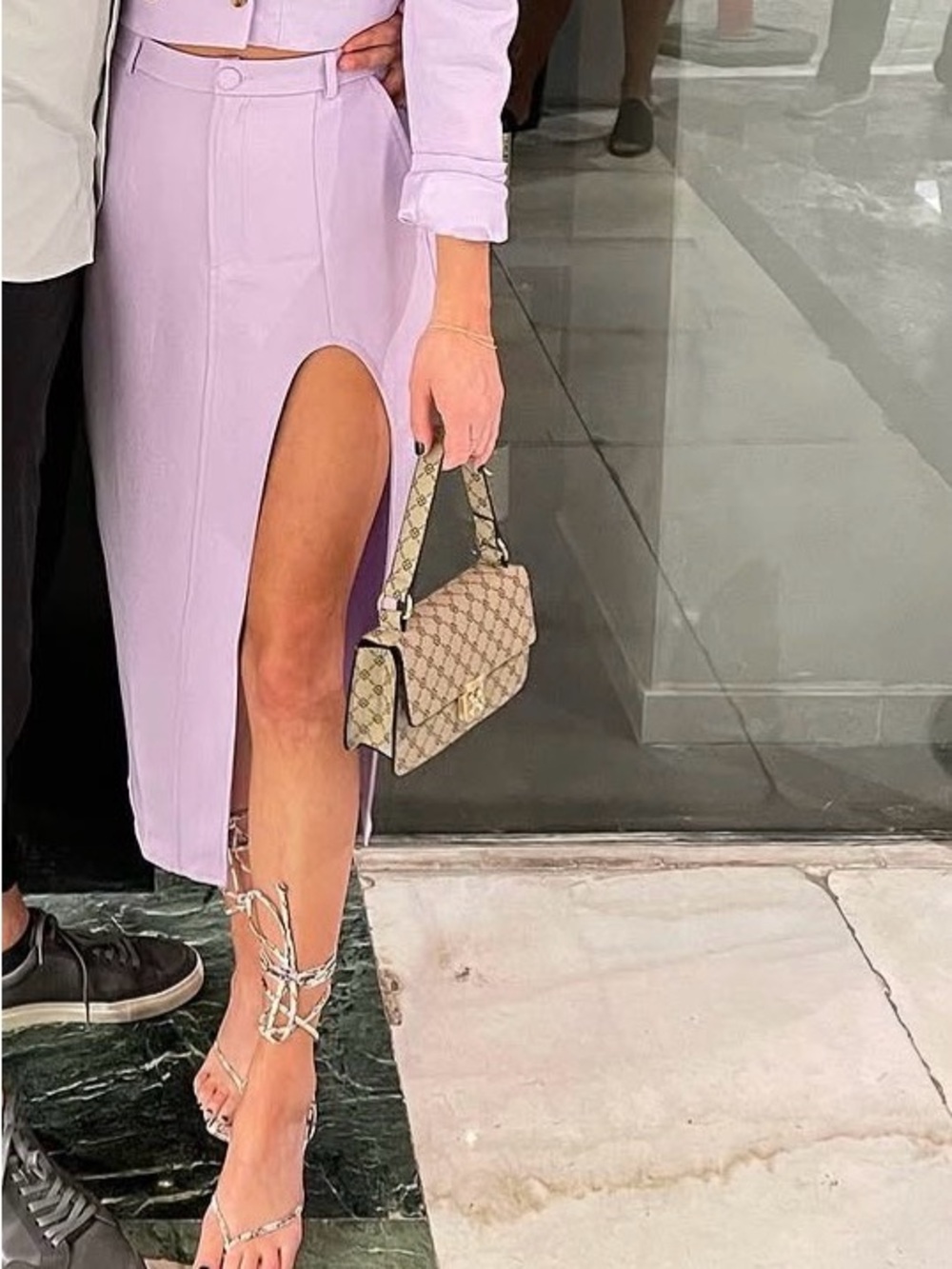 Missguided Lilac High-Slit Midi Skirt